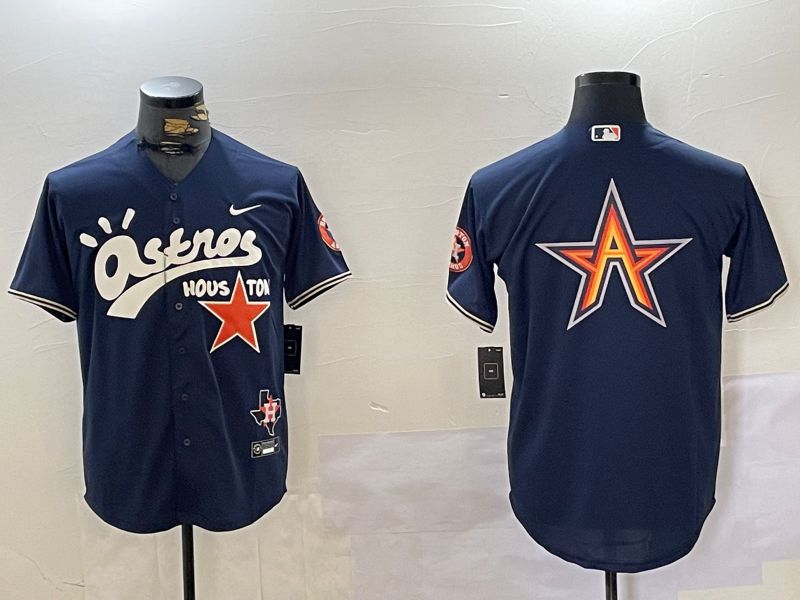 Men Houston Astros Blank Blue Second generation joint name Nike 2024 MLB Jersey style 2